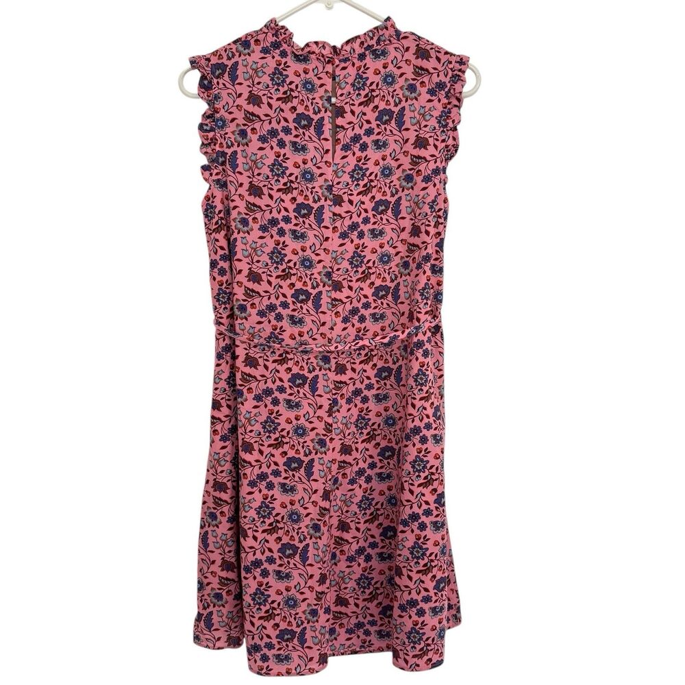 BODEN Size 6 R Floral Sleeveless Smocked Mini Dress ruffles Pink Spring summer - Picture 4 of 11